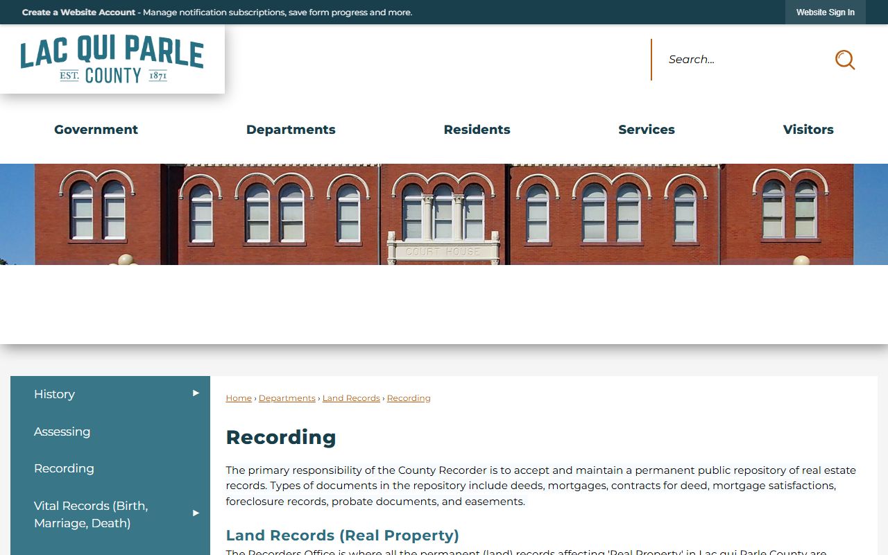 Lac qui Parle County Court Administrator recording office distinction