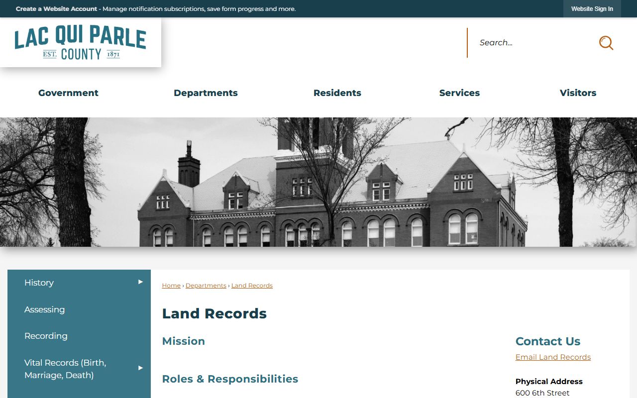 Lac qui Parle County Court Administrator and Land Records office