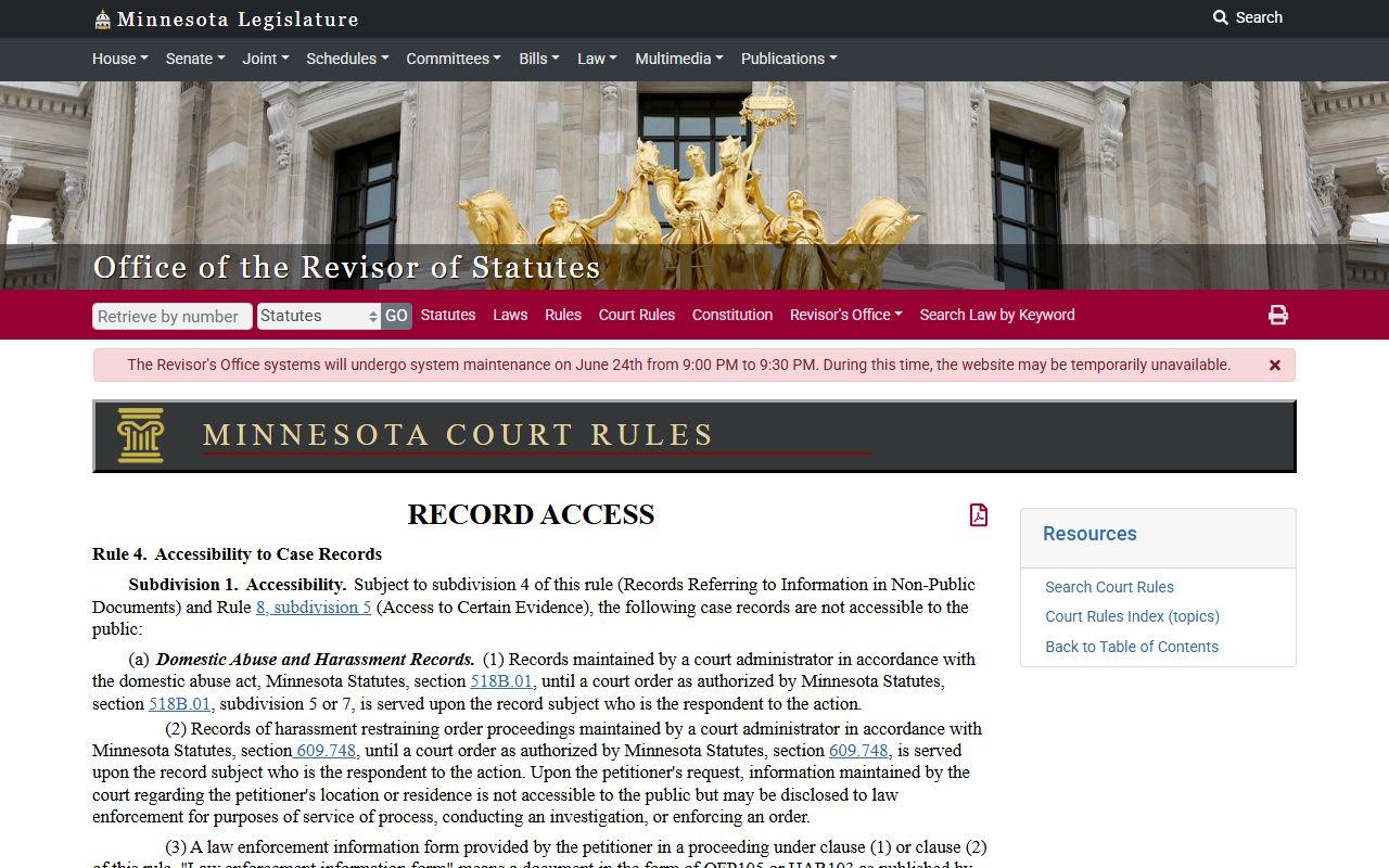 Lac qui Parle County court charges Rule 4 access source