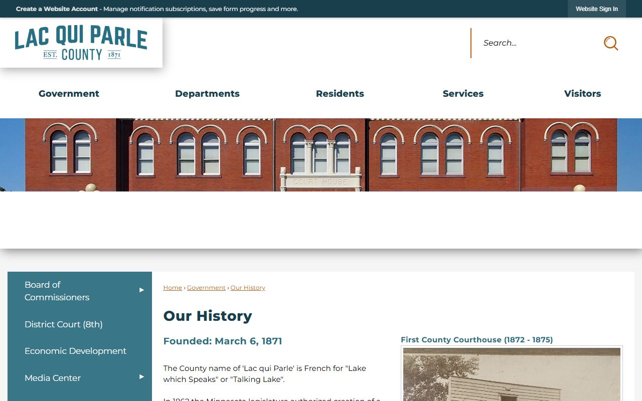 Lac qui Parle County court records courthouse history