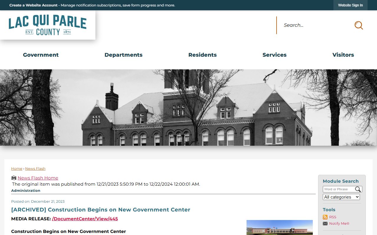 Lac qui Parle County court records Government Center sheriff jail