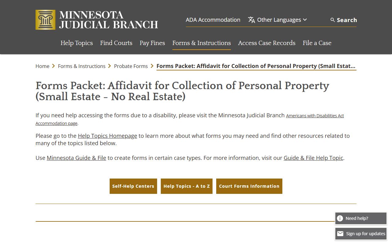Lac qui Parle County probate records small estate forms packet