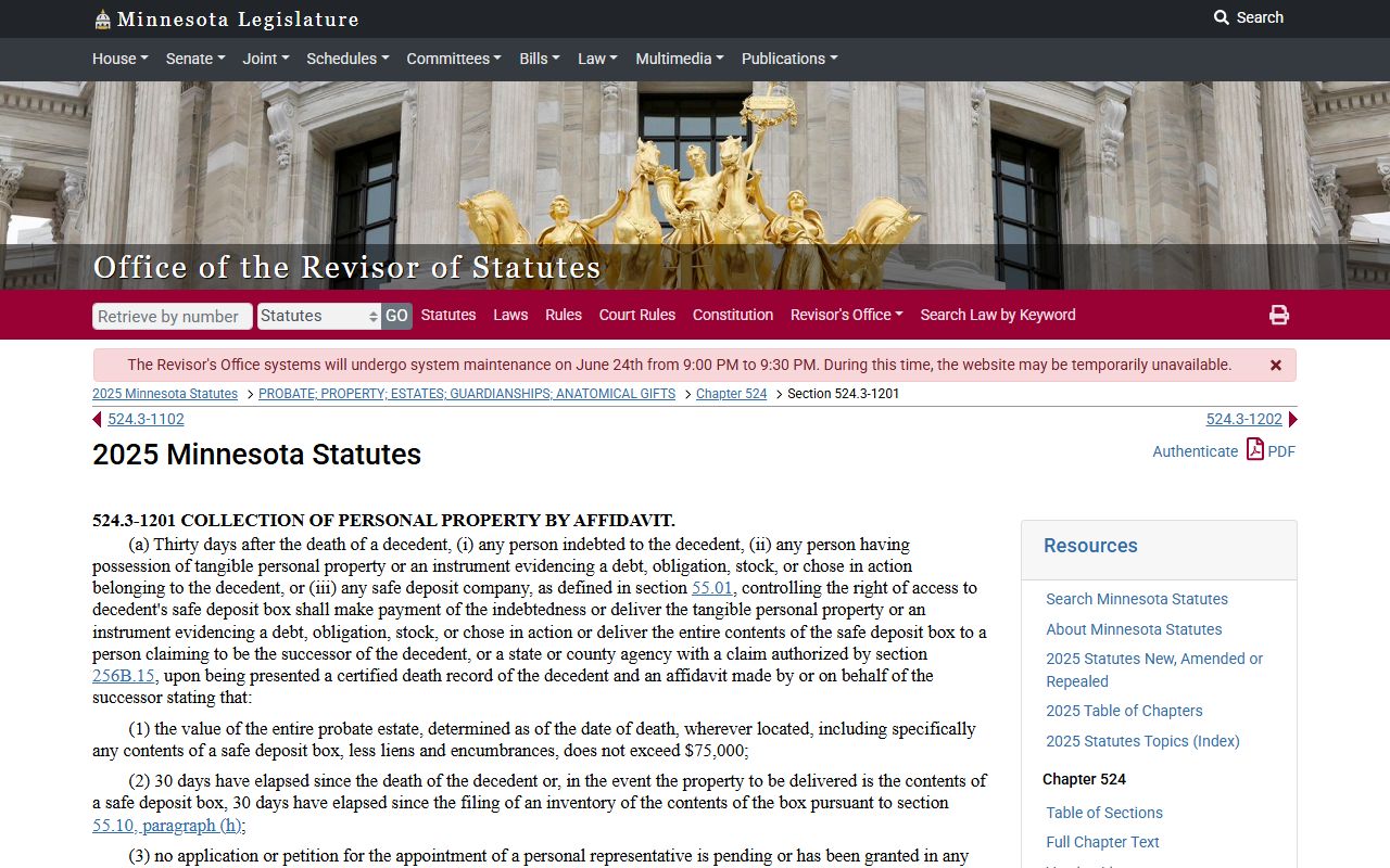 Lac qui Parle County probate records small estate statute