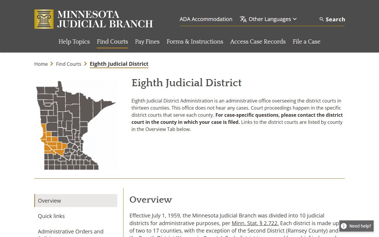 Lac qui Parle County District Court Eighth Judicial District page